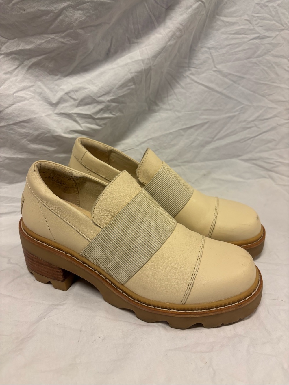 Sorel Cream Elastic-Band Platform Clogs | Size 8